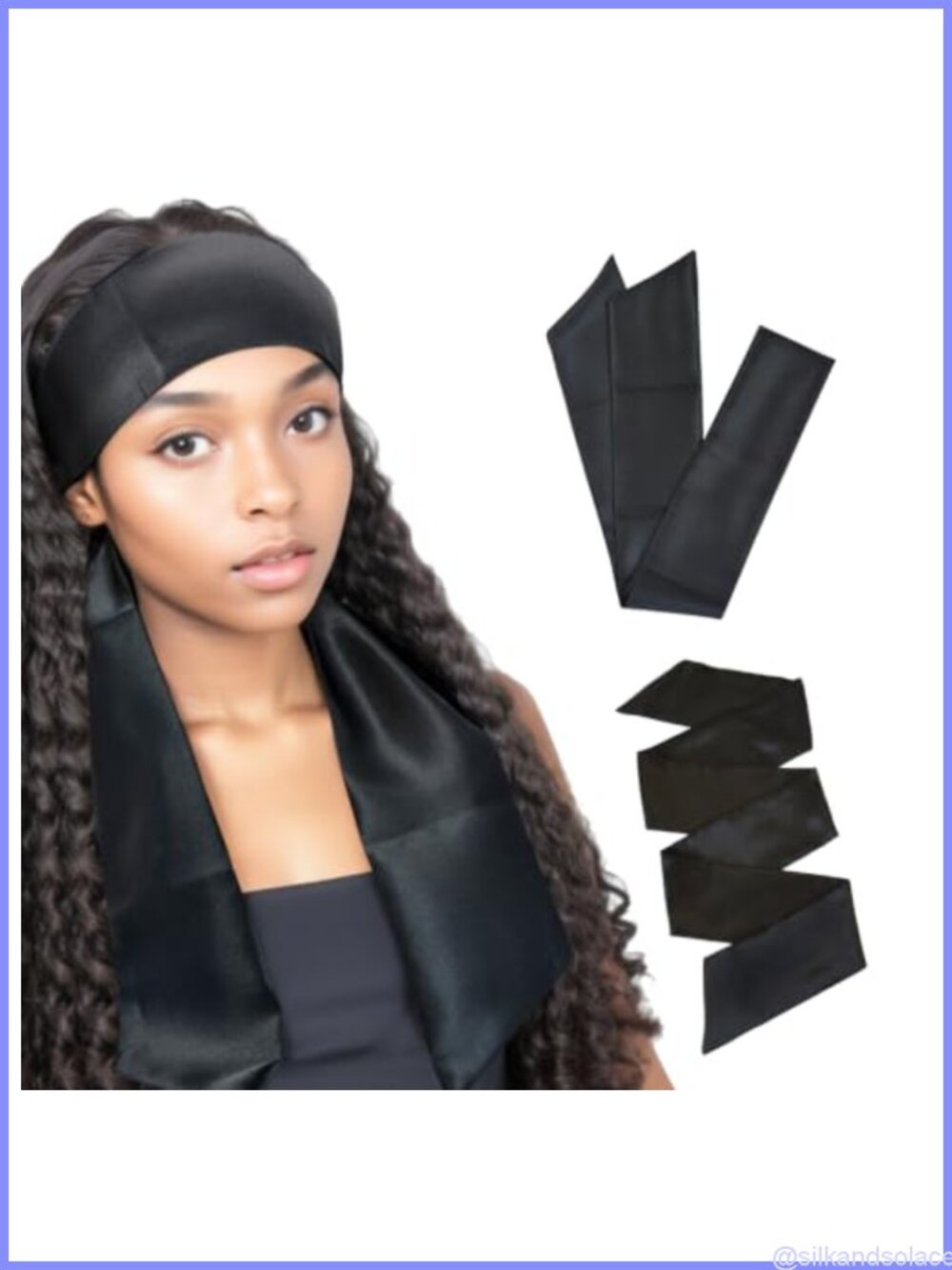 2 Pack Satin Wig Grip Headbands for Lace Front Wigs Yoga Makeup